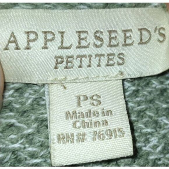 APPLESEEDS PETITES SAGE GREEN & WHITE CREWNECK SWEATER SZ.PS EUC . - Picture 5 of 7